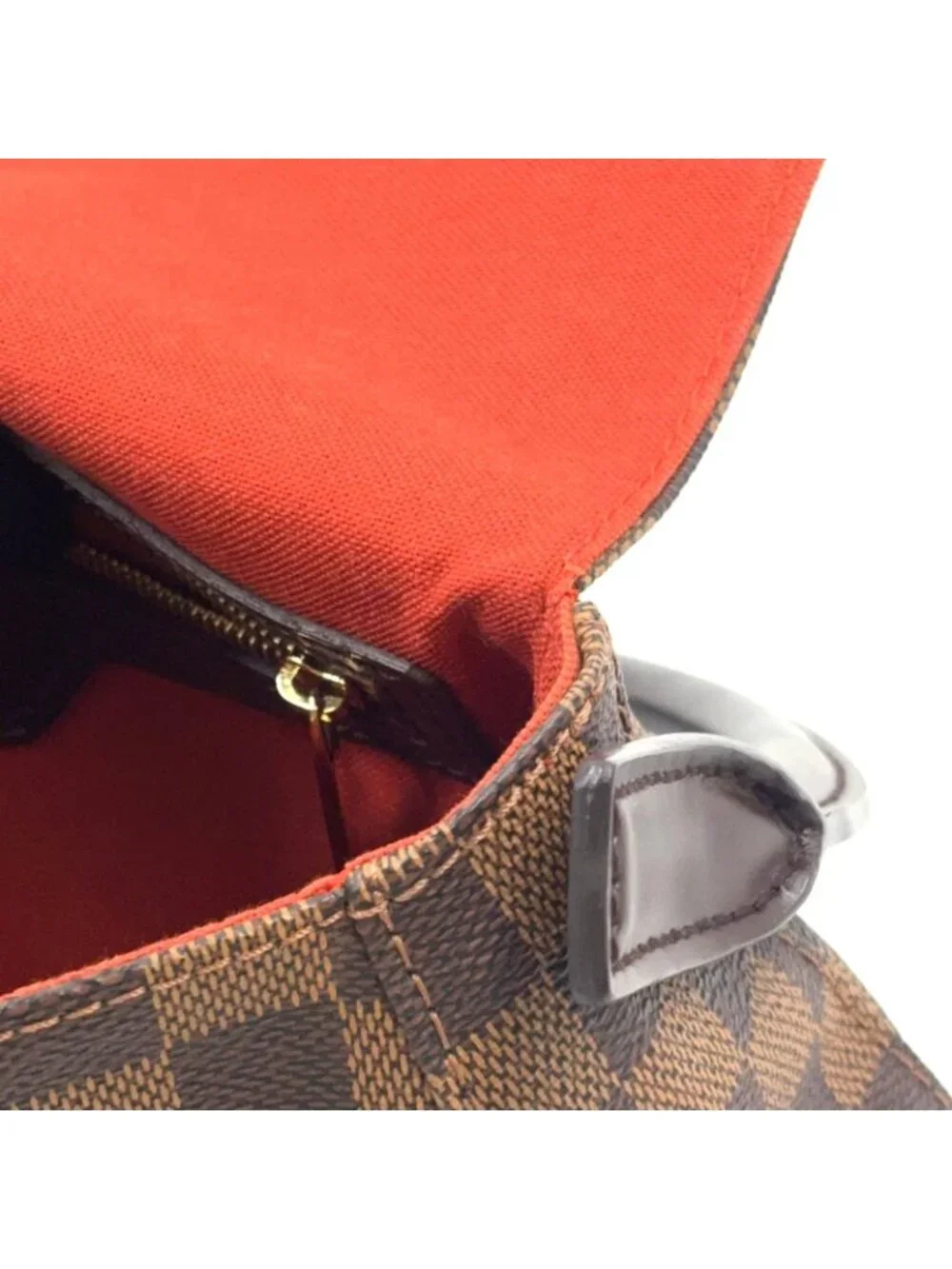 Louis Vuitton Mini Looping Damier Ebene Leather Brown Handbag Gold
